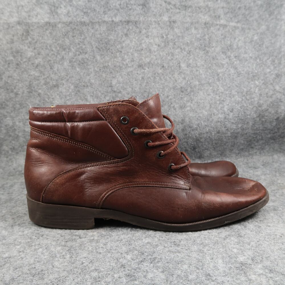 Hillard & Hanson Shoes Womens 9.5 Ankle Boot Lace Up Classic Brown Leather Retro